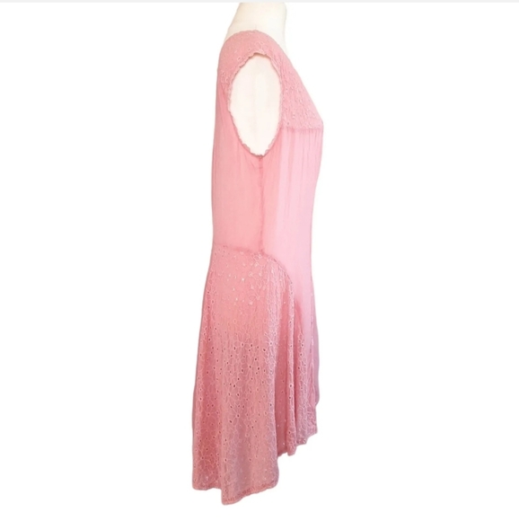 JOHNNY WAS Dusky Pink Dress Small UK 10 Broderie Anglaise Embroidered Sleeveless - Picture 5 of 10